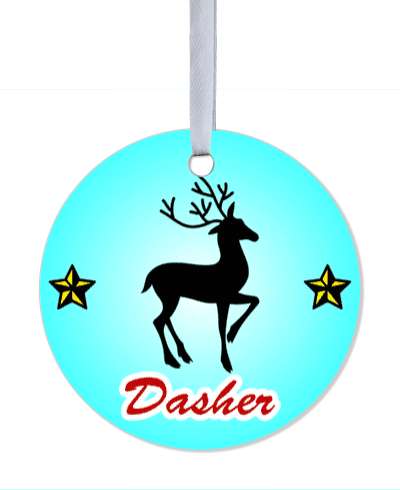 santas reindeer stars dasher stickers, magnet