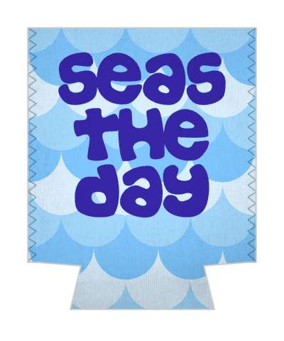 seas the day water carpe diem seize pun stickers, magnet