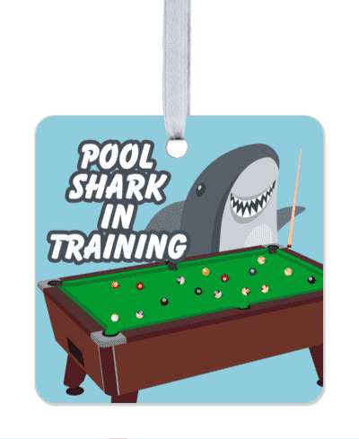 shark smiling pool shark in training cartoon funny stickers, magnet