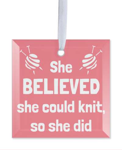 she believed she could knit so she did knitting yarn balls stickers, magnet
