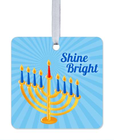 shine bright menorah rays blue stickers, magnet