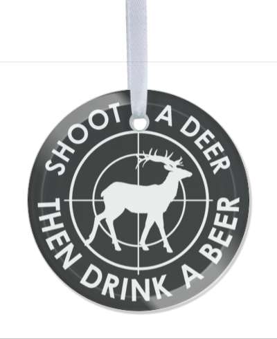 shoot a deer then drink beer target deer black white stickers, magnet