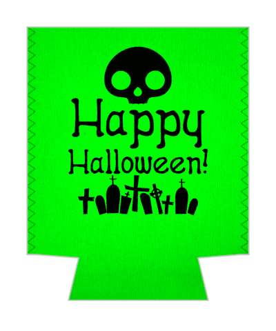 silhouette happy halloween skull graves bright green stickers, magnet