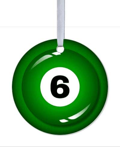 six green pool ball stickers, magnet