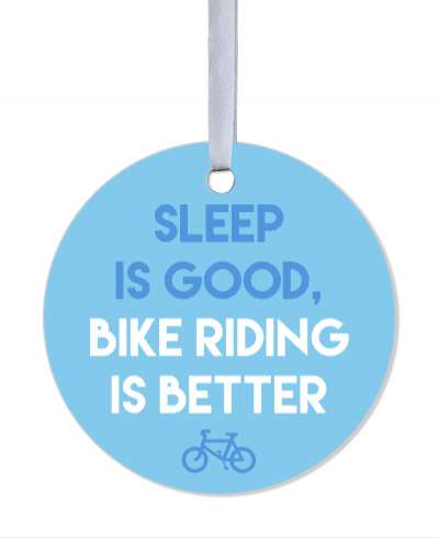 sky blue sleep is good bike riding is better bicycle silhouette stickers, magnet