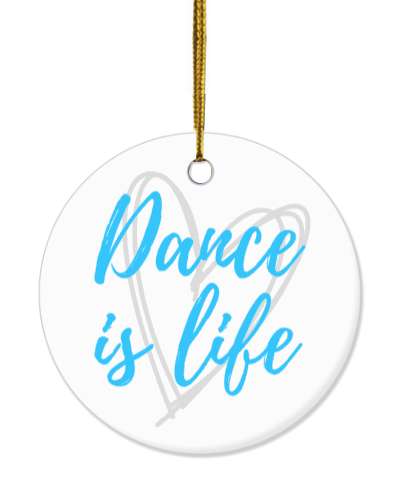 sky blue white dance is life cursive heart stickers, magnet