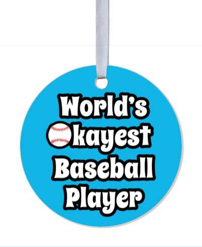 sky blue worlds okayest baseball player stickers, magnet