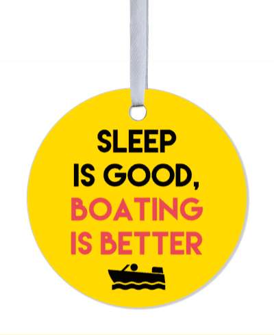 sleep is good boating is better orange stickers, magnet