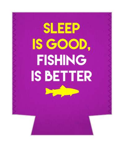 sleep is good fishing is better fish silhouette yellow purple white stickers, magnet