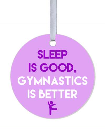 sleep is good gymnastics is better purple stickers, magnet