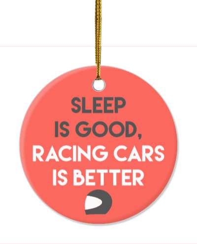 sleep is good racing cars is better racing helmet red stickers, magnet