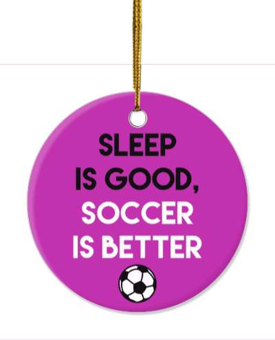 sleep is good soccer is better purple stickers, magnet
