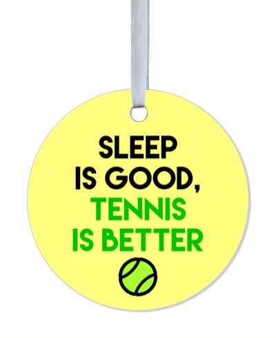 sleep is good tennis is better pale yellow stickers, magnet