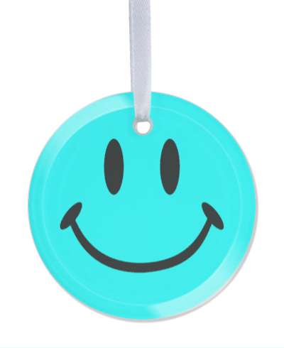 smile face happy classic face aqua stickers, magnet