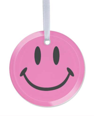 smile face happy classic face hot pink stickers, magnet