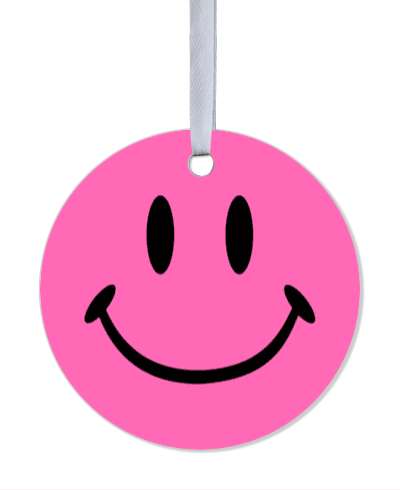 smile face happy classic smile face hot pink stickers, magnet