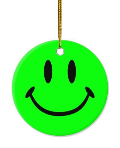 smile face joy classic face green stickers, magnet