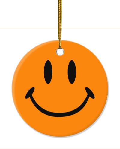 smile face joy classic face orange stickers, magnet