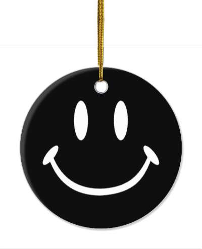 smiley emoji classic face black stickers, magnet