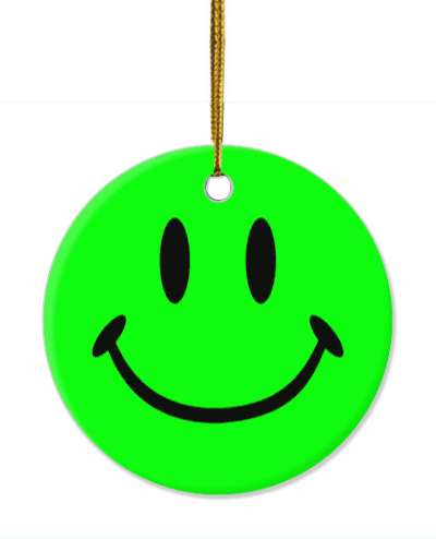 smiley emoji classic face green stickers, magnet