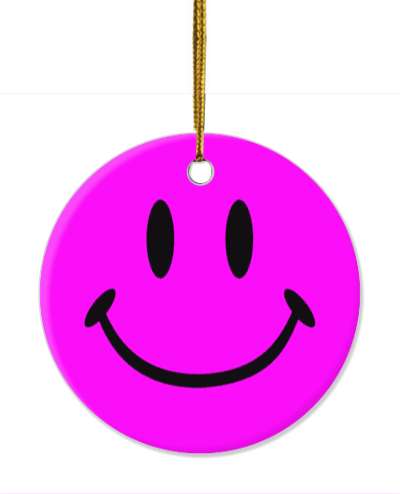 smiley emoji classic face magenta stickers, magnet