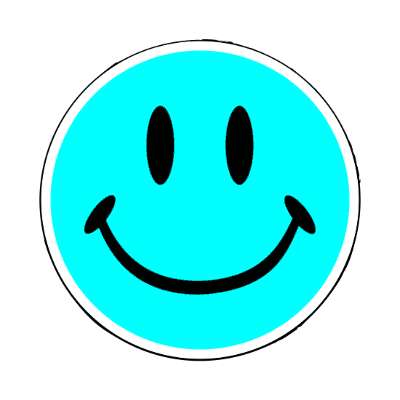 smiley face classic cyan fun joy happy smile emoji stickers, magnet