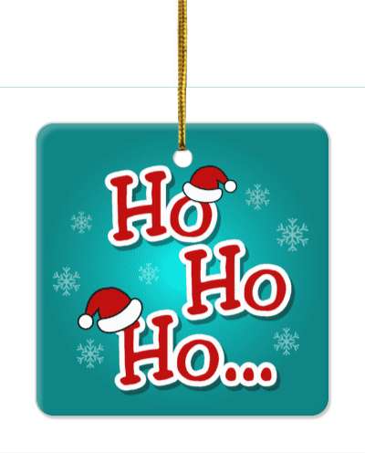 snowflakes ho ho ho santa claus hats teal stickers, magnet