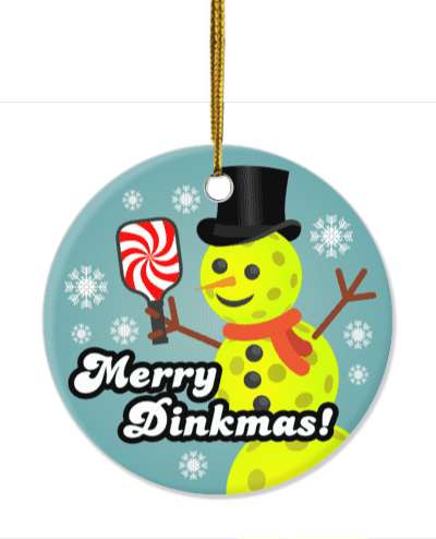 snowy merry dinkmas pun pickleball snowman peppermint paddle snowflakes stickers, magnet