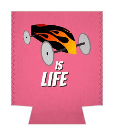 soapbox derby is life pink white diy racing stickers, magnet