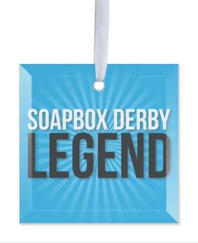 soapbox derby legend blue rays white black stickers, magnet