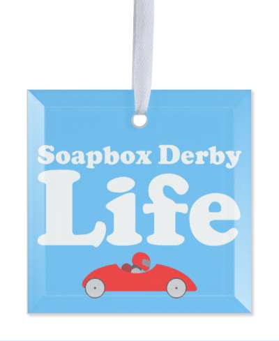 soapbox derby life red race car diy light blue stickers, magnet