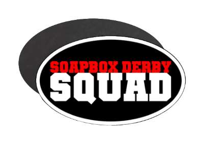 soapbox derby squad team bold black stickers, magnet