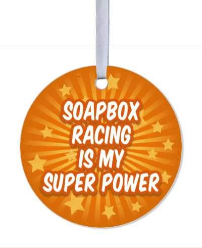 soapbox racing is my super power orange starburst stickers, magnet