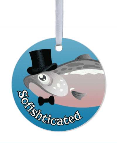 sofishticated sophisticated fish bowtie top hat blue gradient stickers, magnet
