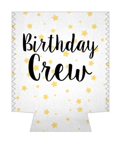 soft stars birthday crew cursive stickers, magnet