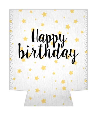 soft stars happy birthday cursive stickers, magnet