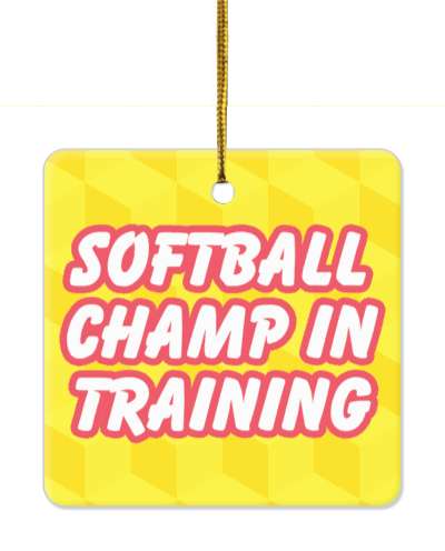 softball champ in training yellow pattern stickers, magnet
