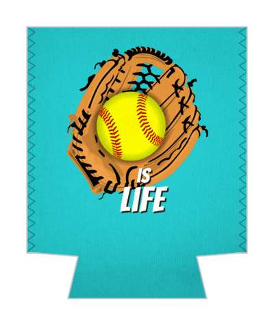 softball is life glove ball aqua stickers, magnet
