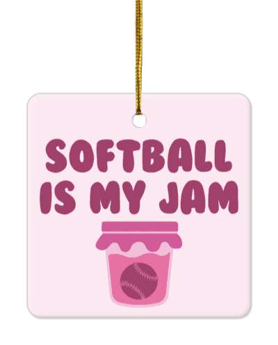 softball is my jam sports ball in jar wordplay funny stickers, magnet