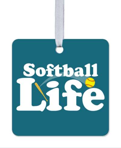 softball life deep teal bat ball stickers, magnet