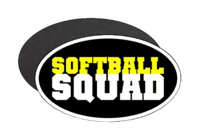 softball squad team bold white black stickers, magnet