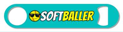 softballer smiling ball sunglasses wordplay softball stickers, magnet