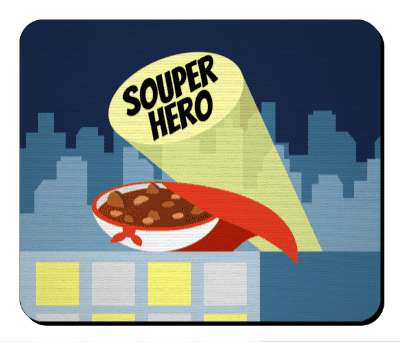 souper hero funny parody of superhero flying with cape stickers, magnet