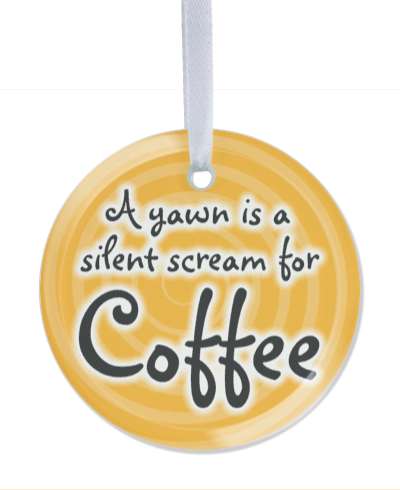 spiral orange a yawn is a silent scream for coffee stickers, magnet