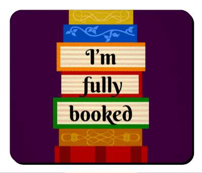 stack of books im fully booked funny wordplay stickers, magnet