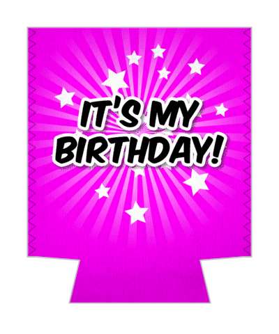 star burst rays happy birthday magenta stickers, magnet