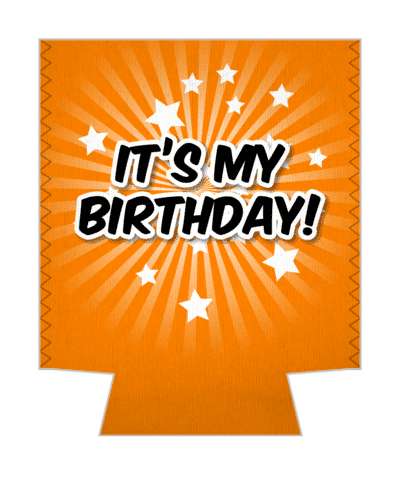 star burst rays happy birthday orange stickers, magnet