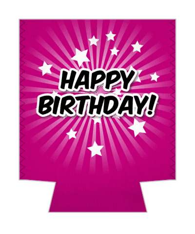 star burst rays happy birthday purple stickers, magnet