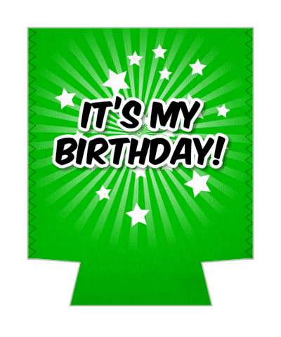 star burst rays its happy birthday green stickers, magnet