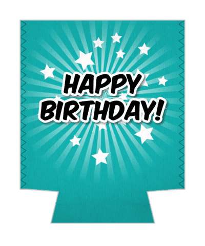 star burst rays its happy birthday teal stickers, magnet
